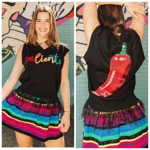 Queen Of Sparkles NWT Caliente Feather Sweater Tank Size Large